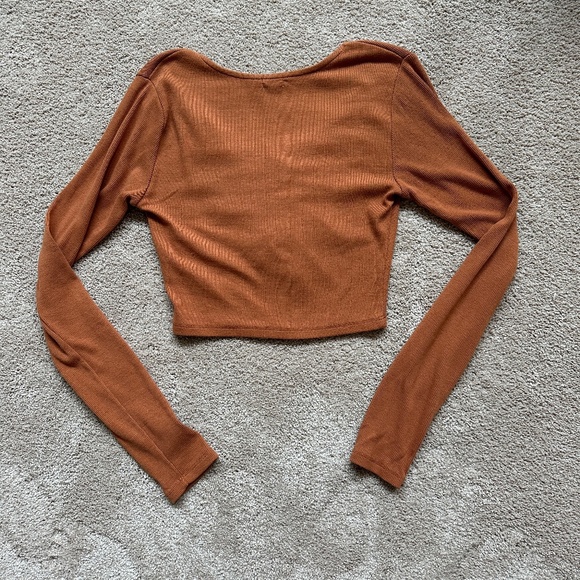 Garage Long Sleeve Ruched Front Crop Top Orange - Picture 7 of 7
